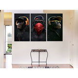 Wise Monkeys Wall Art on Canvas - Modern Home Decor - 30 x 50 cm, 3 Pieces - Top-Down View