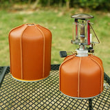 Gas Tank Protector Cylinder PU Leather Gas Tank Protective Case Propane Gas Cylinder Protection Gas Fuel Tanks Gas Tank Protection 450g - Side View