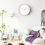 Minimalist Wall Clock (Silver), 30 cm (12 inches) Modern Silent Wall Clock, Silent Quartz Movement - Front View