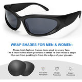 Wrap Around Fashion Glasses for Men Women Trendy Fast Oval Dark Futuristic Sunglasses Goggles Eyebrow