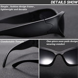Wrap Around Fashion Glasses for Men Women Trendy Fast Oval Dark Futuristic Sunglasses Goggles Eyebrow - Top-Down View