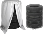 Tire Storage Cover, Universal Tire Cover for 4 Tires, Car Spare Tire Tire Storage Bag Case Protection (Silver)