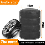 Tire Storage Cover, Universal Tire Cover for 4 Tires, Car Spare Tire Tire Storage Bag Case Protection (Silver) - Front View