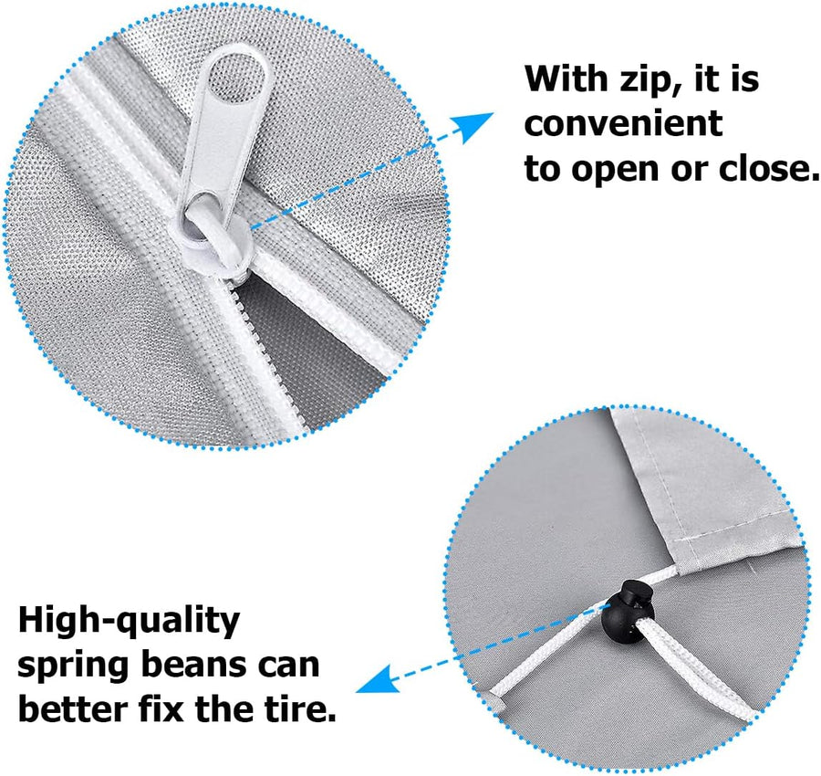 Tire Storage Cover, Universal Tire Cover for 4 Tires, Car Spare Tire Tire Storage Bag Case Protection (Silver)