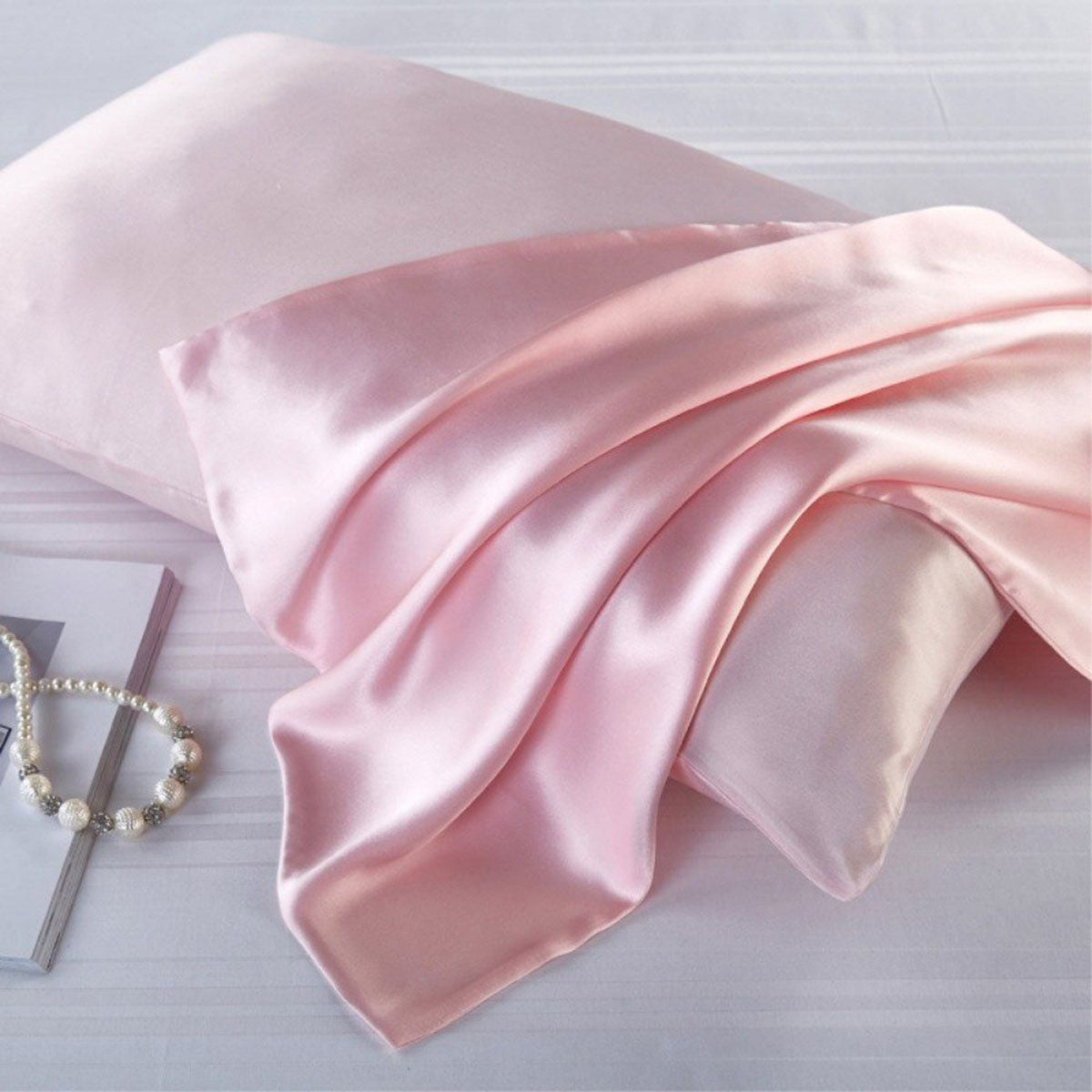 Satin Silk Pillowcase for Hair and Skin, Standard Size Pillowcase, 2-Pack, Super Soft Pillowcase with Envelope Closure