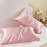 Satin Silk Pillowcase for Hair and Skin, Standard Size Pillowcase, 2-Pack, Super Soft Pillowcase with Envelope Closure - Side View