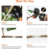 Professional Grafting Scissors Garden Scissors Tree Grafting Pliers Garden Grafting Kit for Trees (Black Cloth Bag + Rubber Band + Membrane) - 45-Degree Angle