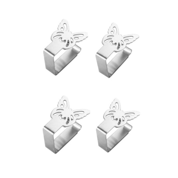 INF Butterfly-Shaped Cloth Clips / Cloth Holders, 4-pack Silver