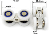 Set of 2 rollers for sliding glass doors - Front View