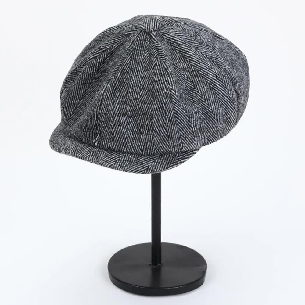 2023 Retro Newsboy Caps Men Octagonal Hats Peaky Blinders Newsbo Black