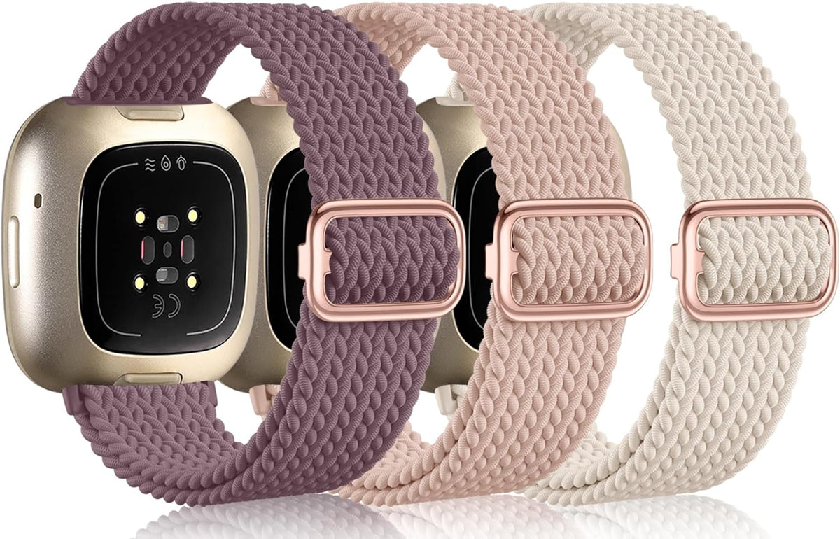 Elastic Braided Nylon Sport Strap for Fitbit Versa - Compatible Straps (Sense/Sense 2)