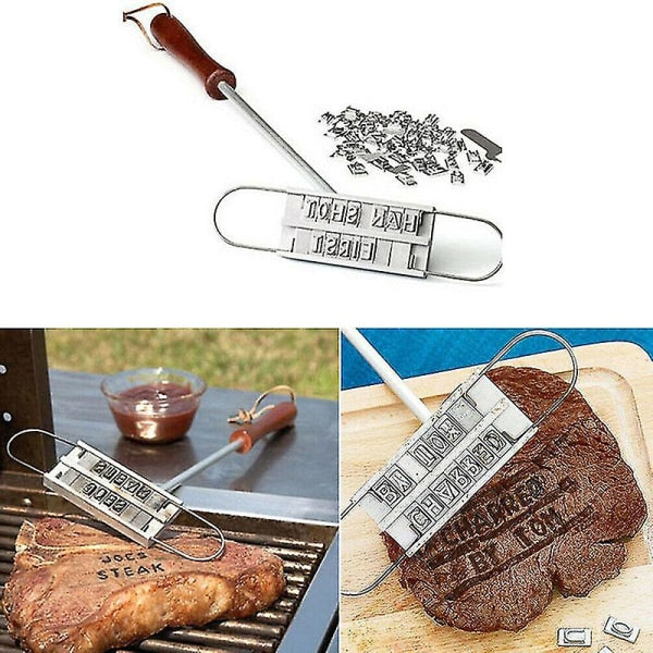 Printed Barbecue Wooden Handle Stamp Barbecue Meat DIY Steak
