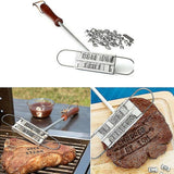 Printed Barbecue Wooden Handle Stamp Barbecue Meat DIY Steak