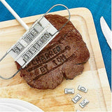 Printed Barbecue Wooden Handle Stamp Barbecue Meat DIY Steak - Top-Down View