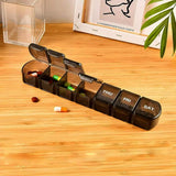 Medicine dispenser for 1 week with large compartments black - Rear View