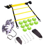 Speed and agility training package 18 pieces - Speed and agility training equipment for football with agility ladders, cones and parachute