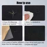 Self-adhesive repair patch artificial leather 50x138 cm Black Black Black Variety