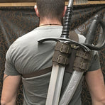Medieval Wizard Double Back Scabbard Sword Scimitar Set Viking Pirate Warrior Holster Cosplay Brown