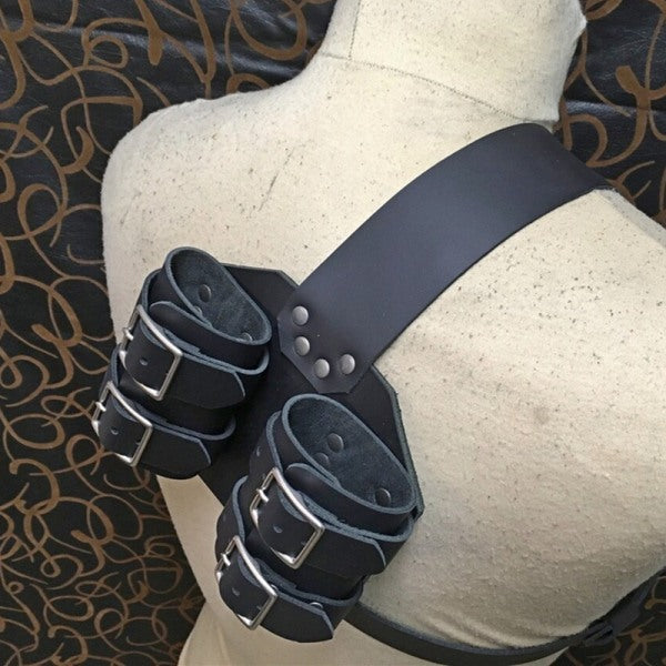 Medieval Wizard Double Back Scabbard Sword Scimitar Set Viking Pirate Warrior Holster Cosplay Brown