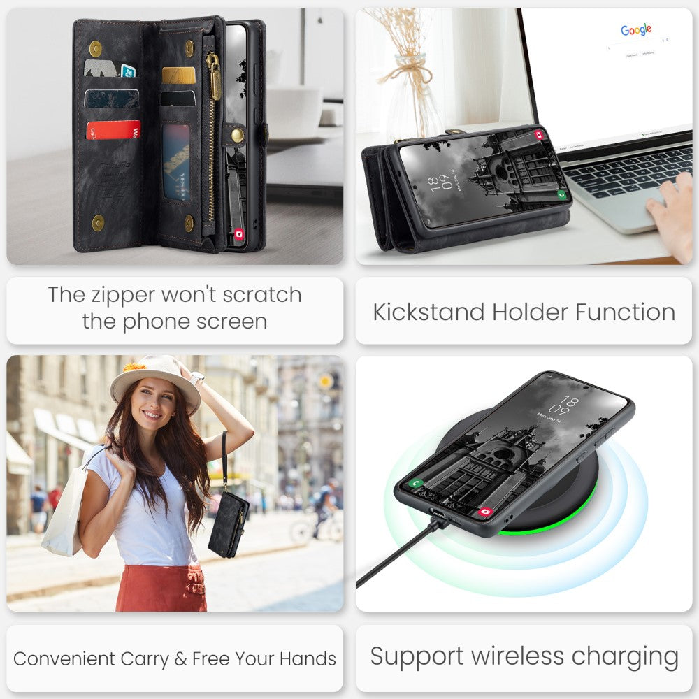 CaseMe Multi-Slot 2 in 1 Wallet Case Galaxy S25 Black