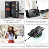 CaseMe Multi-Slot 2 in 1 Wallet Case Galaxy S25 Black - Close-Up Angle