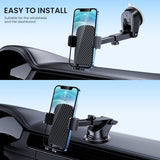 Car Phone Holder [Military Suction] Car Phone Holder 360° Suction Cup Fixed Car Phone Dashboard Portable Car Holder Universal Car GPS_max - Front View