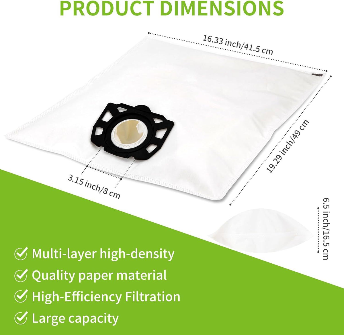 10 pcs vacuum cleaner bags compatible with Kärcher vacuum cleaners wd4 wd5 wd6 mv4 mv5 mv6