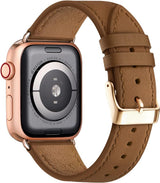 Apple Watch Leather Strap, Genuine Leather Replacement Band for Apple Watch Series 9 8 7 6 5 4 3 2 1 & iWatch SE, Ultra (38mm 40mm 41mm, Brown) Brown