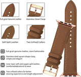 Apple Watch Leather Strap, Genuine Leather Replacement Band for Apple Watch Series 9 8 7 6 5 4 3 2 1 & iWatch SE, Ultra (38mm 40mm 41mm, Brown) Brown - Side View