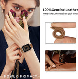 Apple Watch Leather Strap, Genuine Leather Replacement Band for Apple Watch Series 9 8 7 6 5 4 3 2 1 & iWatch SE, Ultra (38mm 40mm 41mm, Brown) Brown - Top-Down View