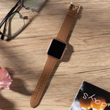 Apple Watch Leather Strap, Genuine Leather Replacement Band for Apple Watch Series 9 8 7 6 5 4 3 2 1 & iWatch SE, Ultra (38mm 40mm 41mm, Brown) Brown