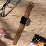 Apple Watch Leather Strap, Genuine Leather Replacement Band for Apple Watch Series 9 8 7 6 5 4 3 2 1 & iWatch SE, Ultra (38mm 40mm 41mm, Brown) Brown