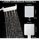 Shower Head, Large Square Shower Head with One-Hand Control, High Pressure Shower Head with 6 Shower Modes, Chrome, from DEBUNS
