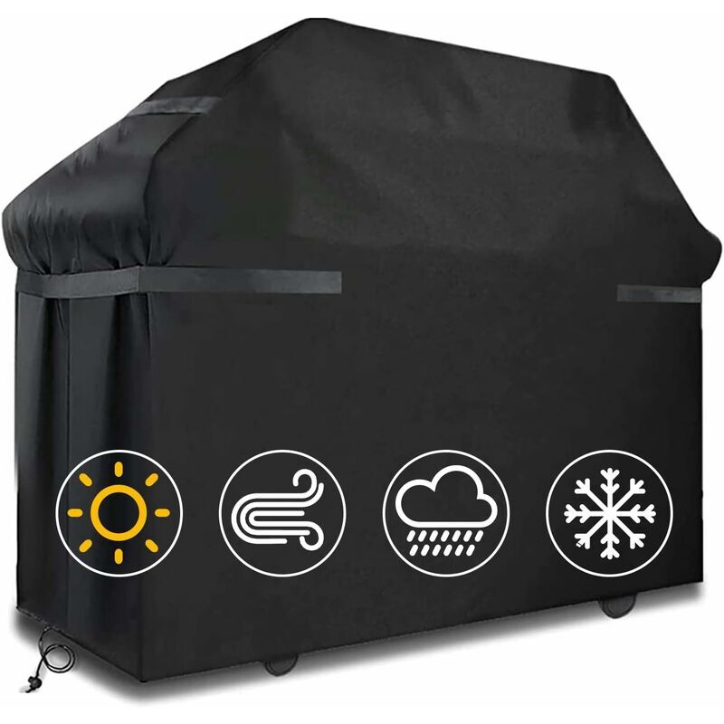 Grill Cover Waterproof Protection Windproof, tear-proof cover with straps and storage bag (145x61x117cm)