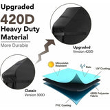 Grill Cover Waterproof Protection Windproof, tear-proof cover with straps and storage bag (145x61x117cm) - Front View