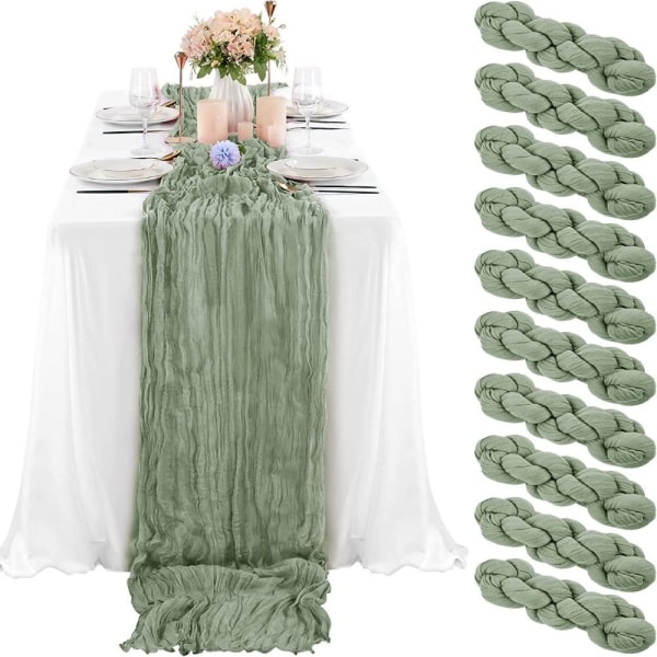 1st Cheesecloth Table Runner Loose-woven Table Runner LIGHT GREEN Light Green