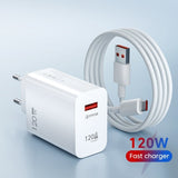 120W USB Charger Fast Charging QC3.0 USB C Cable Type C Cable Mobile Phone Charger for Huawei Samsung Xiaomi Fast Charging EU-White-10A - Front View