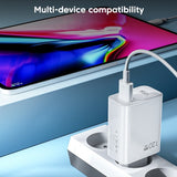 120W USB Charger Fast Charging QC3.0 USB C Cable Type C Cable Mobile Phone Charger for Huawei Samsung Xiaomi Fast Charging EU-White-10A - 45-Degree Angle