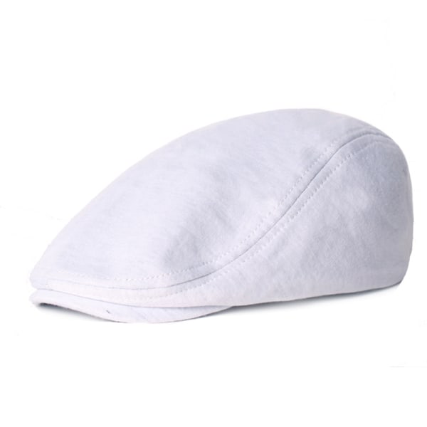 Cotton Cap for Men and Women - Soft Casual Beret, Solid Color Unisex - White, One Size