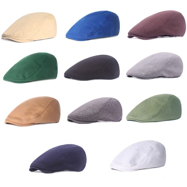 Cotton Cap for Men and Women - Soft Casual Beret, Solid Color Unisex - White, One Size