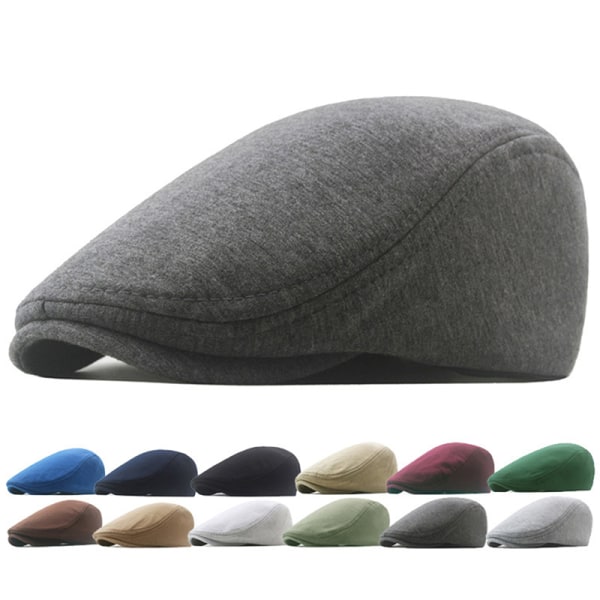 Cotton Cap for Men and Women - Soft Casual Beret, Solid Color Unisex - White, One Size