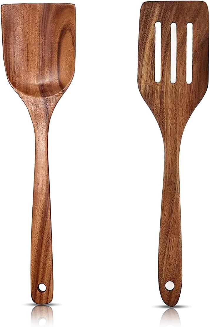 Set of 2 wooden spatulas 30 cm spatulas cooking utensils made
