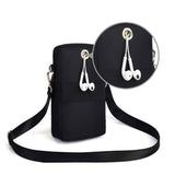 Mobile Phone Bag with Shoulder Strap in Durable Nylon and Polyester - Black - Rear View