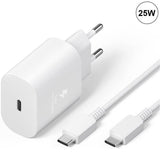 25W White Type-C Charger with Cable, Compatible with Samsung Galaxy A25 A15 A05 A05s A35 A55