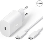 25W White Type-C Charger with Cable, Compatible with Samsung Galaxy A25 A15 A05 A05s A35 A55