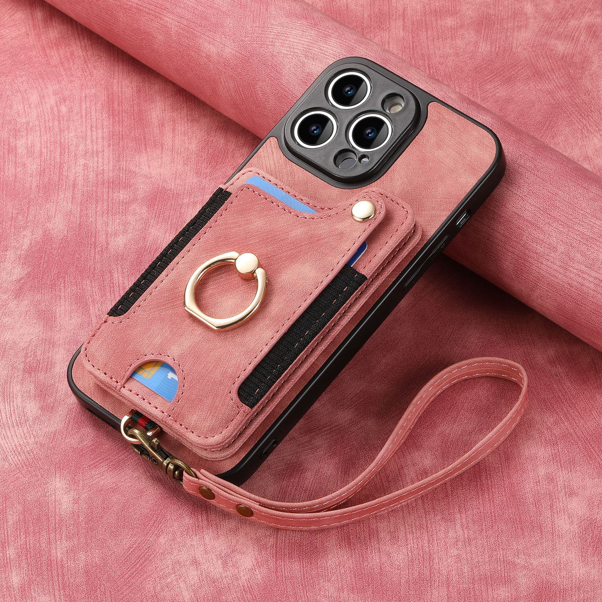 Suitable for iPhone mobile phone leather case RFID anti-theft brush ring buckle lanyard multifunctional card case Light Purple [With Leather Strap] Light Purple [With Leather Lanyard]] iPhone 11