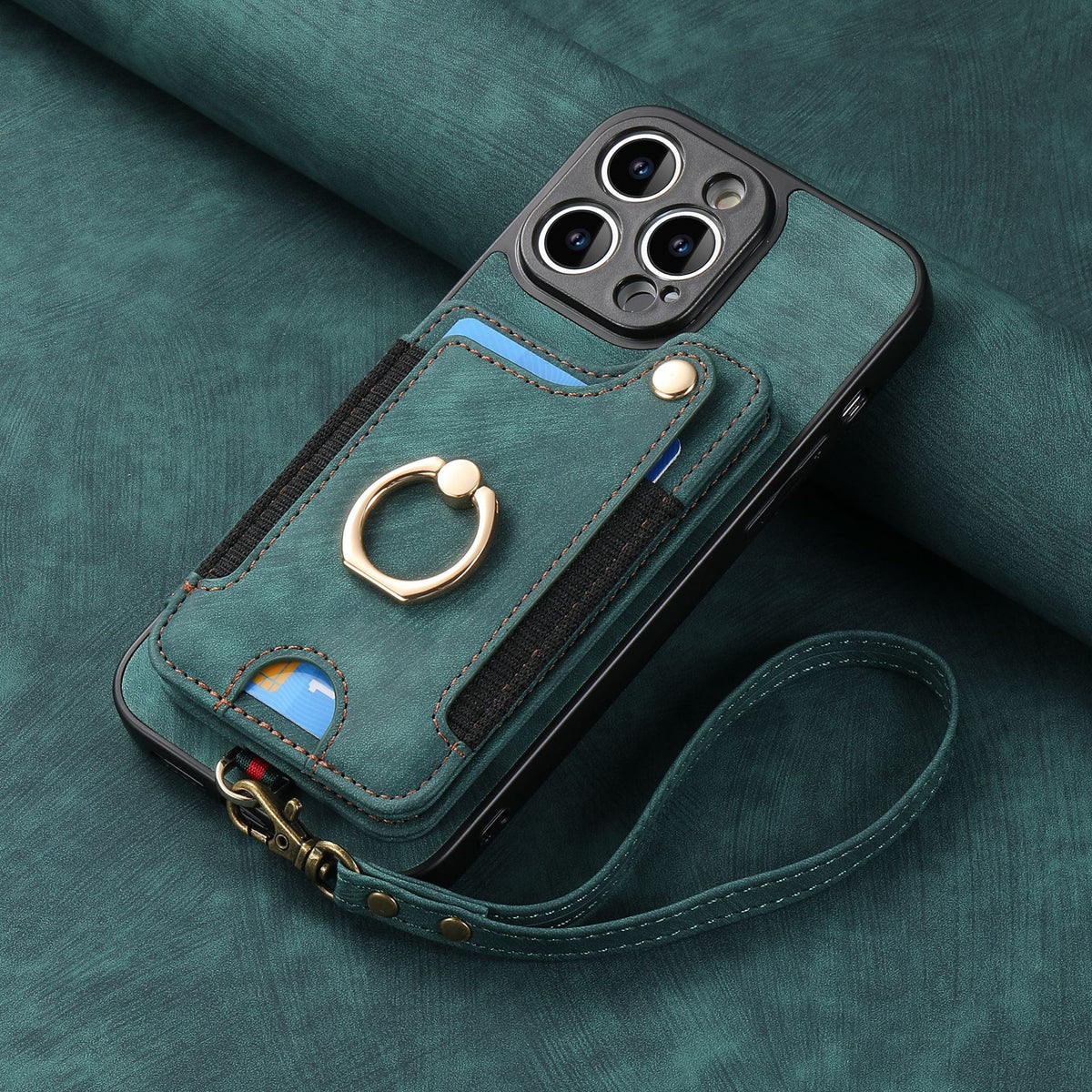 Suitable for iPhone mobile phone leather case RFID anti-theft brush ring buckle lanyard multifunctional card case Light Purple [With Leather Strap] Light Purple [With Leather Lanyard]] iPhone 11