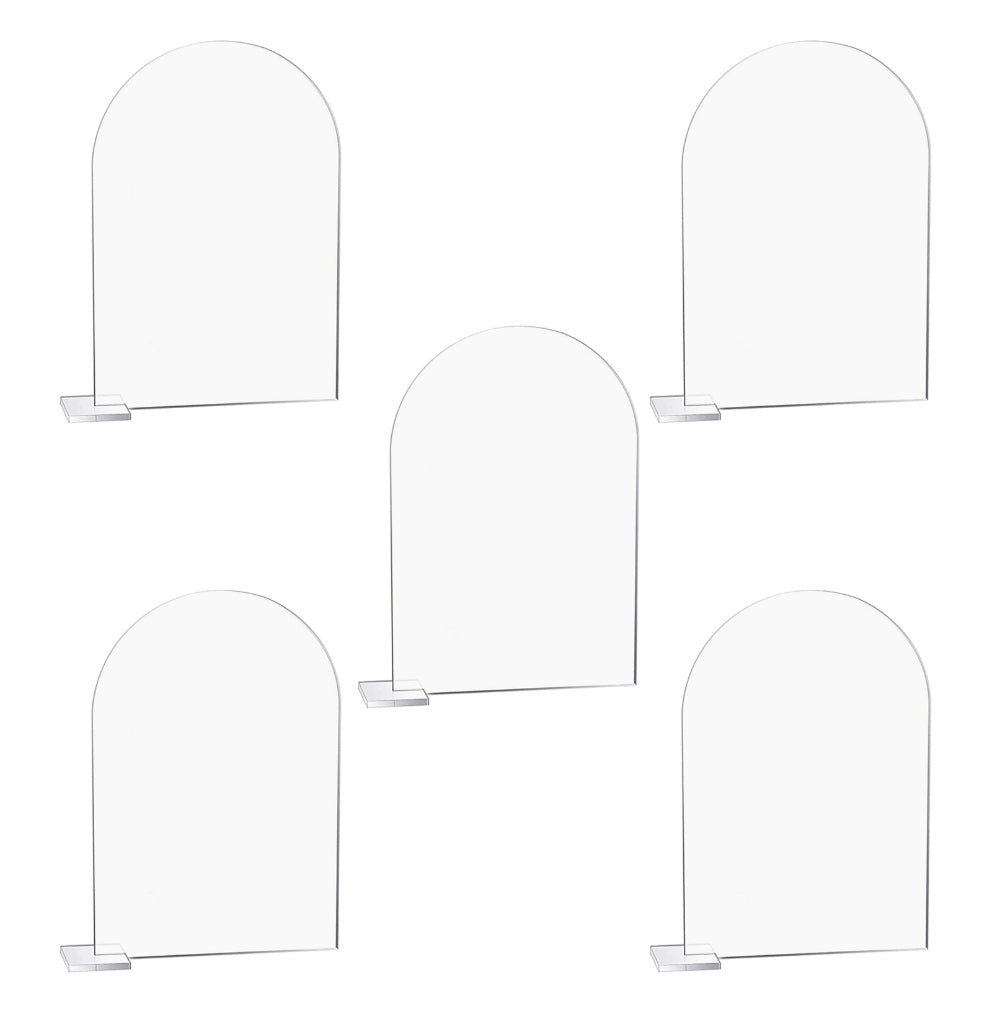 5-pack Transparent Acrylic Sign Acrylic Wedding Table Number with Stand Blank Arched Guest Name Table Number Holder
