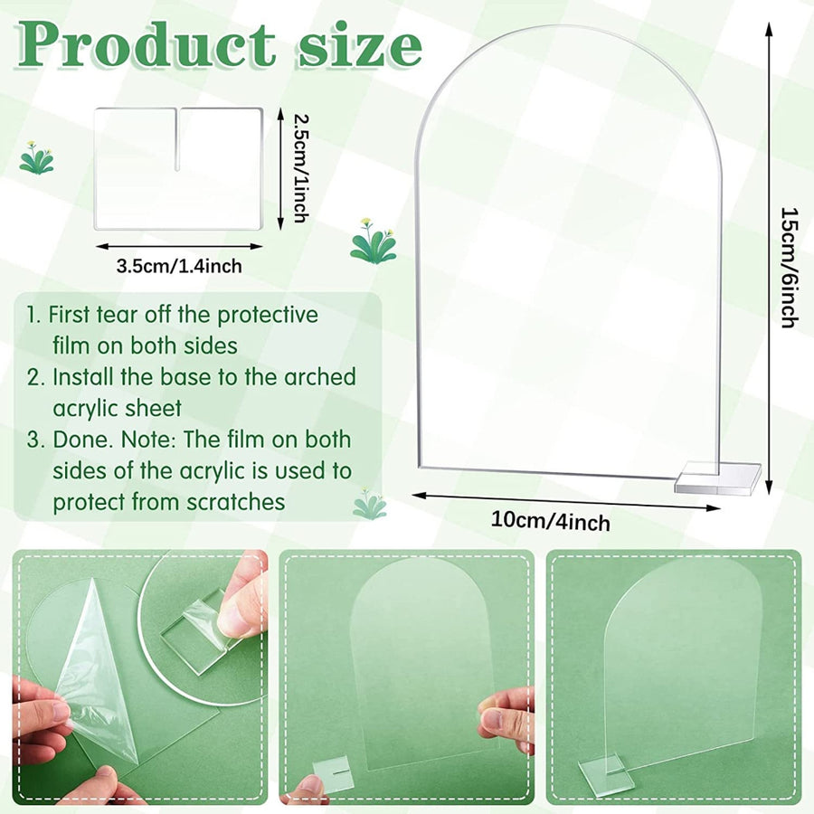 5-pack Transparent Acrylic Sign Acrylic Wedding Table Number with Stand Blank Arched Guest Name Table Number Holder
