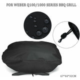 210D Grill Cover for Weber Q1200 and 1000 Gas Grills, Fits Q1200, Q1400, Q1000, Q100, Q120, Baby Q Models, Anti-UV..DEBUNS - 45-Degree Angle